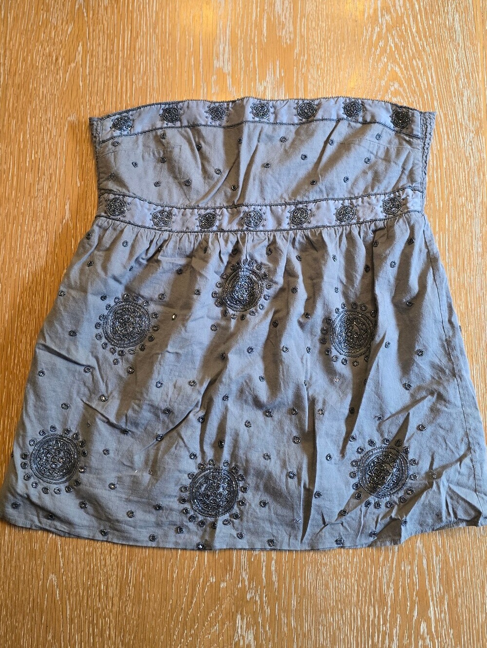 Ezra Fitch from Abercrombie Vintage Gray Blue Beaded Embellished Tube Top Size M